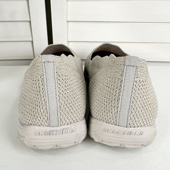 Skechers Seager Stat Taupe Knit Slip‎ On Flat Relaxed Fit Memory Foam Shoe Sz 10 - Picture 5 of 9